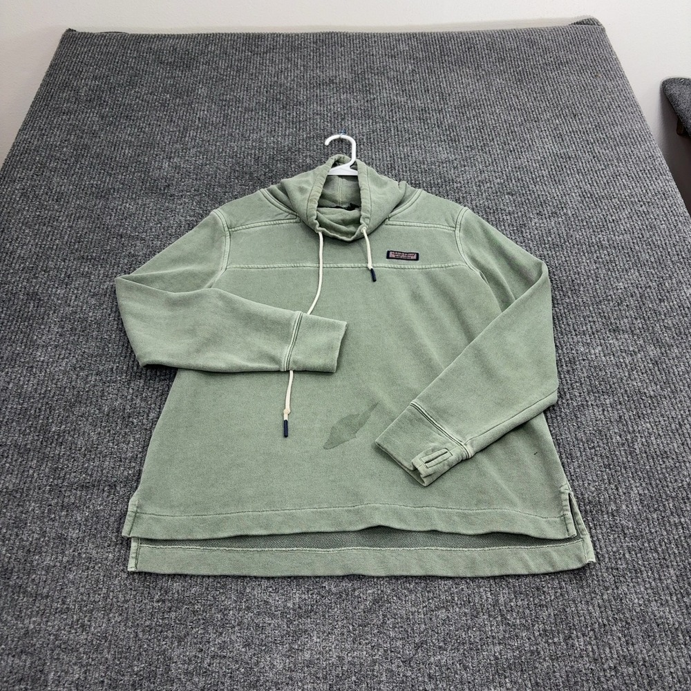 Vineyard Vines Pullover Womens S Green Cotton Cowl‎ Neck Hoodie Preppy Casual